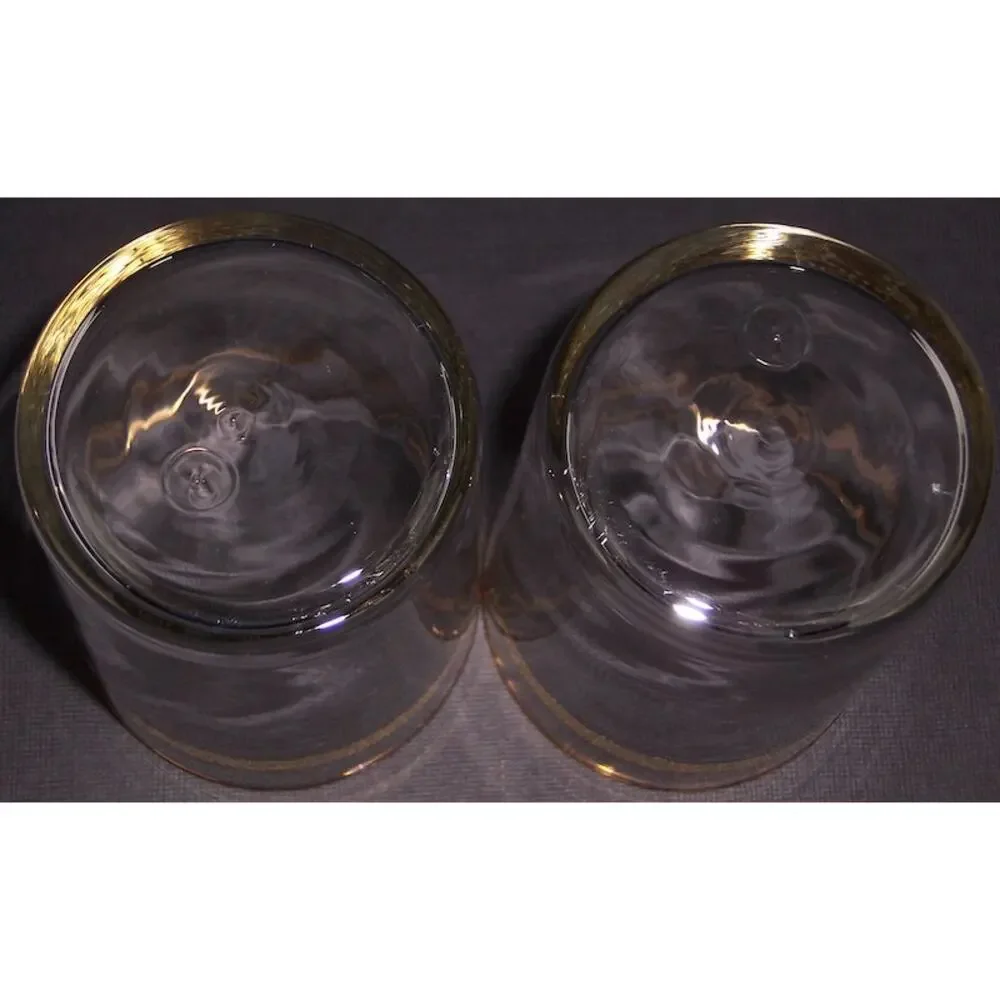 Vintage Libbey Gold Band Flat Tumbler Glasses MCM 6400-4 Golden Cove Set of 2